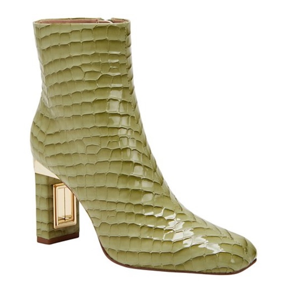 Katy Perry Hollow Heel Bootie Fig Green Snake Sz 5.5M  NEW - Picture 1 of 16